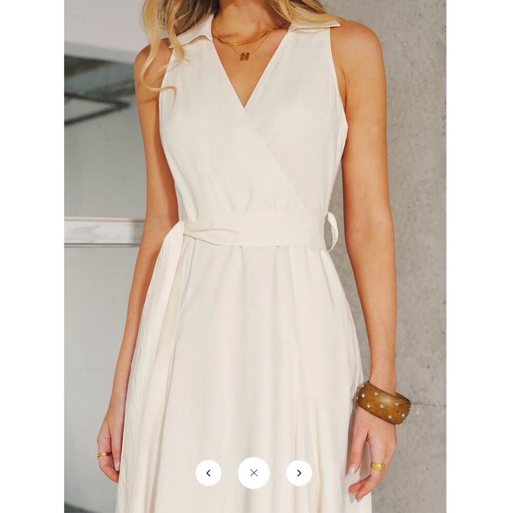 NWT Commense Pocket Detail Sleeveless Belted Maxi Dress Sz L - Picture 3 of 5